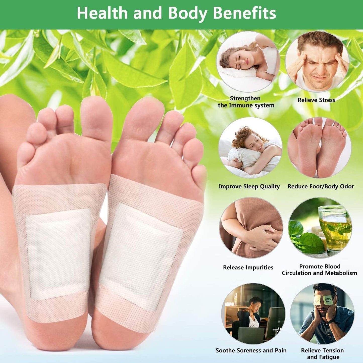 100% Merbal & Gentle Ingredient Detox Foot Patch RK (1 BOX = 20 PATCHES-BUY 1 GET 3 FREE)