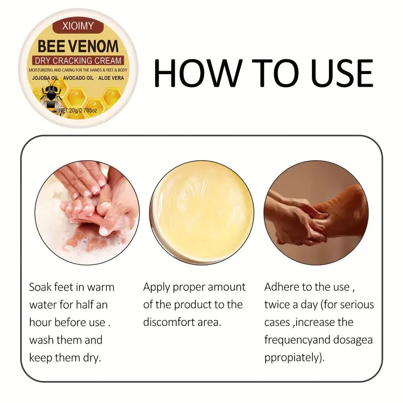 BeeRelief™ - Bee Venom Dry Crack Cream 🐝✨  Deep Moisturizing & Hydrating for Hands, Feet & Body
